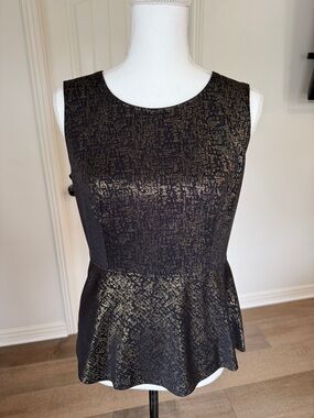 Sleeveless Black and Gold Peplum Top